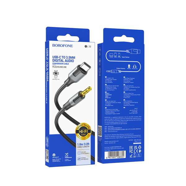 Переходник Borofone BL19 Type-C - Jack 3.5 (M), черный