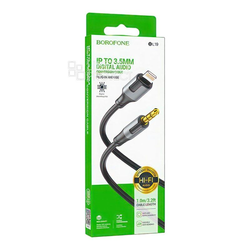 Кабель Borofone BL19 iPhone 5 (Lightning 8 Pin) - Jack 3.5 (M), черный