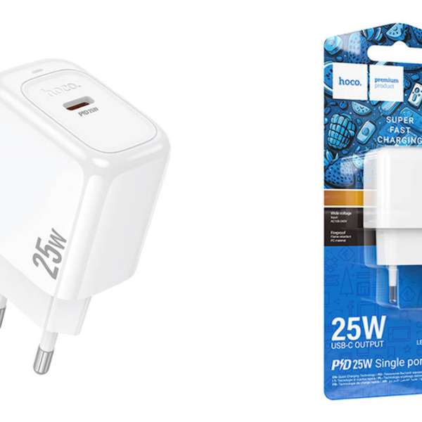 СЗУ HOCO CS53A Surplus 1xUSB-C с Кабелем Type-C - Lightning, 25W, белый