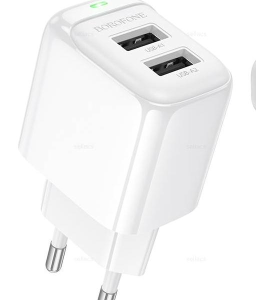 СЗУ Borofone BAS41A 2хUSB, 2,1А, блистер, белый