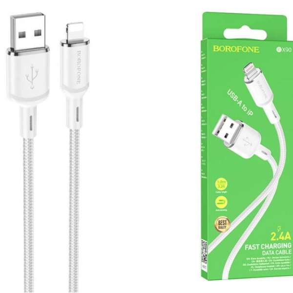 Кабель iPhone 5 HOCO X110 Honorific длина 1м, ток до 2,4А, нейлон, металл, коробка, черный