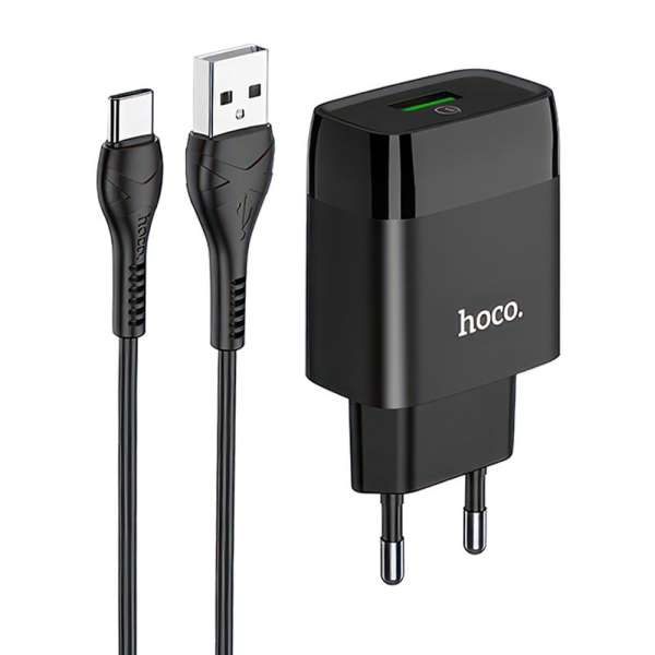 СЗУ HOCO C134A Solid 1хUSB, 2,4А, кабель MicroUSB, блистер, черный