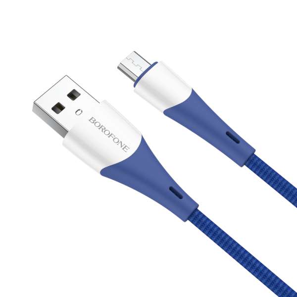 Кабель iPhone 5 Borofone BX60 Superior длина 1м, ток до 2,4А, нейлон, коробка, синий