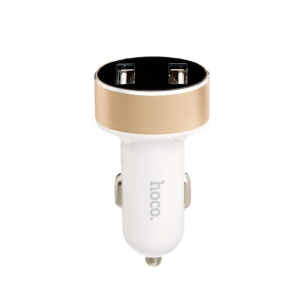 АЗУ HOCO Z26 High Praise Dual Port Car Charger With Digital Display 2*USB 2,1A (белое)