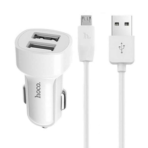 Автомобильное зарядное устройство HOCO Z2+кабель MicroUSB 12-24В 1хUSB, Выходной ток: USB-1,5A, инди