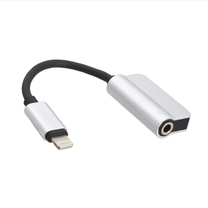 Аудиокабель переходник "LP" Apple Lightning 8-pin на 3,5 мм. + зарядка (серебро/европакет)