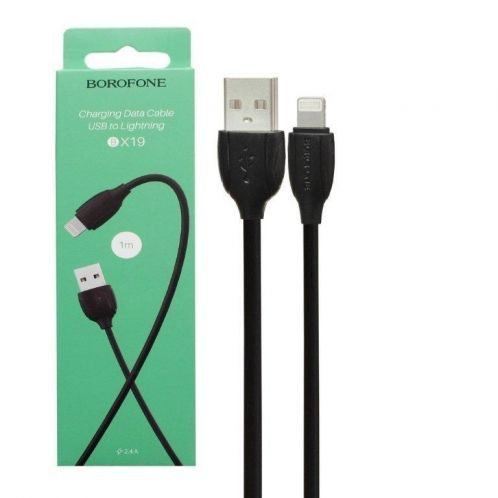 Кабель iPhone 5 Borofone длина 1м, ток до 1,3 А, коробка, черный (BX19 Benefit)