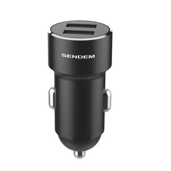 Автомобильное зарядное устройство SENDEM D7 12В 2хUSB, Выходной ток: USB1-1A, USB2-2.4А, коробка, че