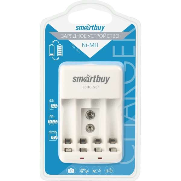 Зарядное устройство SmartBuy SBHC-501 0 mA AA/AAA/6F22 на 4 аккумулятора, блистер