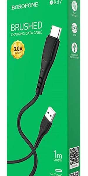 Кабель Type-C Borofone длина 1м, ток до 3А, коробка, черный (BX37 Wieldy)