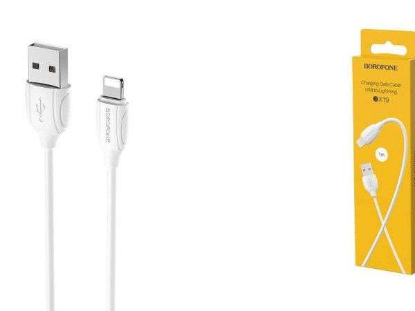 Кабель iPhone 5 Borofone длина 1м, ток до 1,3 А, коробка, белый (BX19 Benefit)