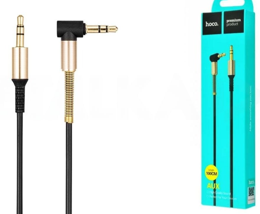 Кабель Jack 3.5 штекер-штекер HOCO длина 1м, коробка, черный UPA02