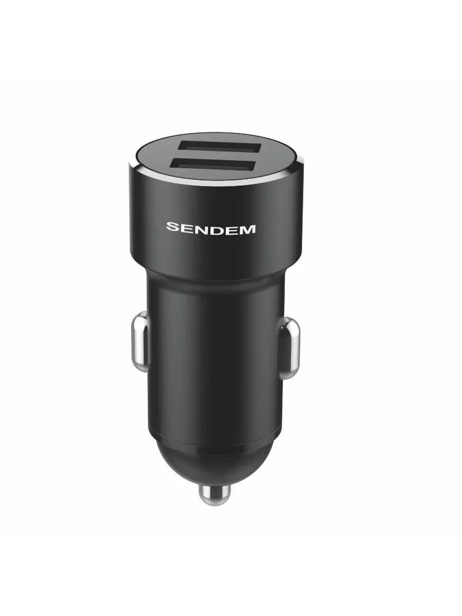 Автомобильное зарядное устройство SENDEM D7 12В 2хUSB, Выходной ток: USB1-1A, USB2-2.4А, коробка, се