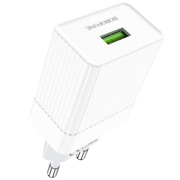 Зарядное устройство Borofone BA47A Mighty speed 3000 mA USB 1хUSB, выходной ток: USB-3А, белый, QC 3