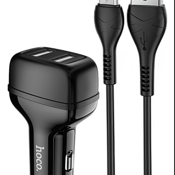 Автомобильное зарядное устройство HOCO Z36 Leader+кабель MicroUSB 12/24В 2хUSB, Выходной ток: USB1-2