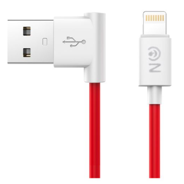 Кабель iPhone 5 FaisON длина 1,2м, 2,1 А, угловые штекеры, коробка, красный (HUPL11)