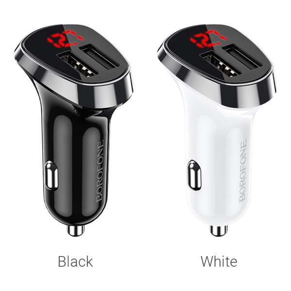Автомобильное зарядное устройство Borofone BZ15 Auspicious 12/24В 2хUSB, Выходной ток: USB1-2,4A, US