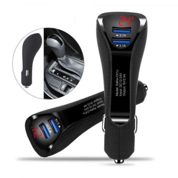 Автомобильное зарядное устройство TDS TS-CAU35 12-24В 2хUSB, Выходной ток: USB1-2,4A, USB2-2,4A, дис