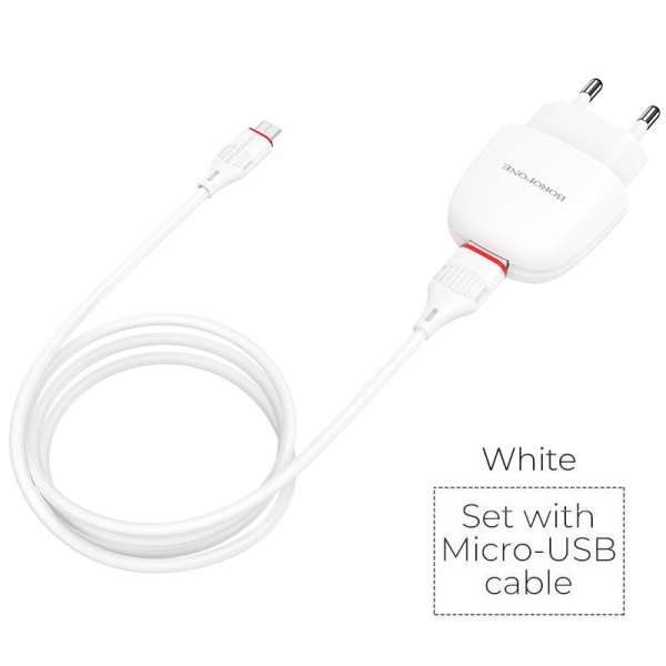 Зарядное устройство Borofone BA49A Vast power + кабель microUSB 2100 mA USB 1хUSB, выходной ток: USB
