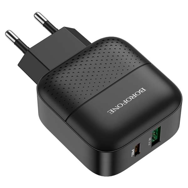 СЗУ Borofone BA46A Premium 1хUSB+TYPE-C, 3А, PD18, QC3.0, коробка, черный