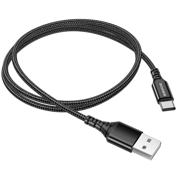 Кабель Type-C Borofone длина 1м, USB2.0, 2,4А, коробка, черный (BX54 Ultra bright)