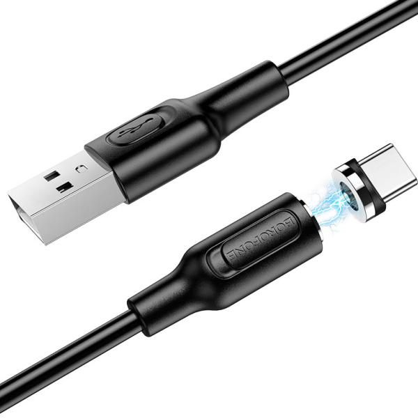 Кабель Type-C Borofone длина 1м, USB2.0, 2,4А, магнитный, только зарядка, коробка, черный (BX41 Amia