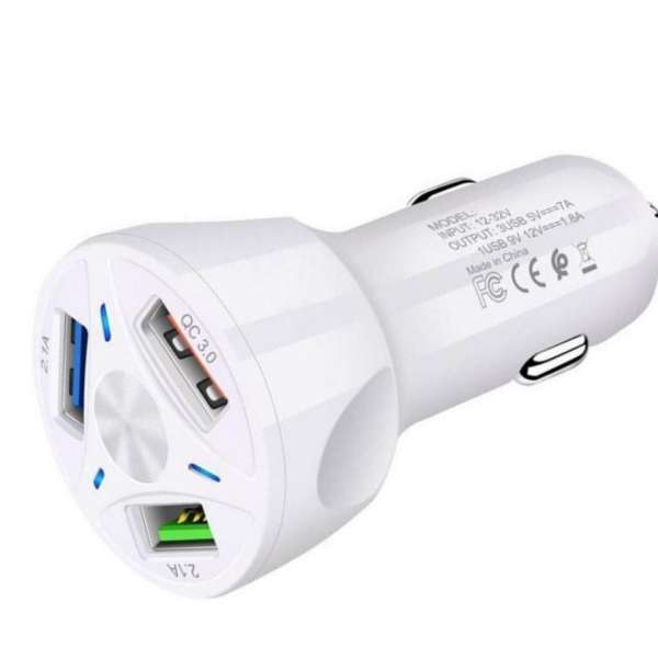 Автомобильное зарядное устройство TDS TS-CAU33 12-32В 2хUSB/1xType-C, Выходной ток: USB1-3.5A, белое