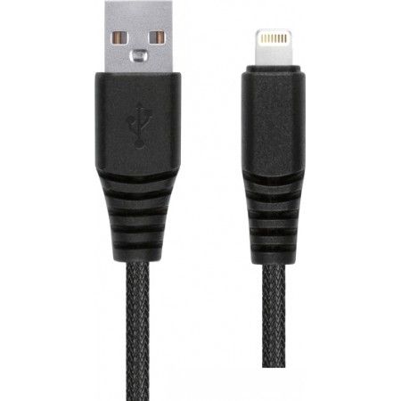 Кабель iPhone 5 SmartBuy iK-520r-2 длина 2.0м, ток до 2А, плоский, резиновый, пакет, черный