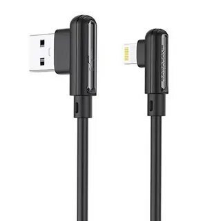 Кабель iPhone 5 Borofone BX58 Lucky длина 1м, ток до 2,4А, угловые штекеры, коробка, черный