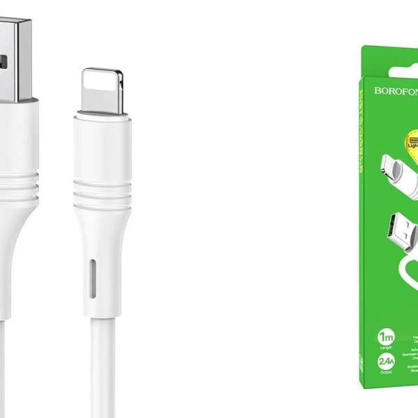 Кабель iPhone 5 Borofone длина 1м, ток до 2 А, коробка, BX43