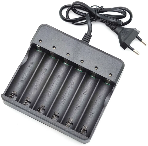 Зарядное устройство Орбита OT-APZ12 1000 mA Li-ion: 18650 4.2V на 6 аккумулятора, индикатор заряда, 