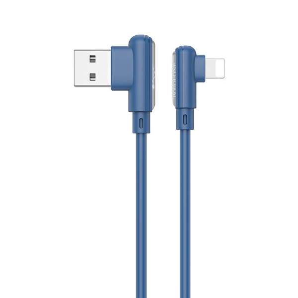 Кабель iPhone 5 Borofone BX58 Lucky длина 1м, ток до 2,4А, угловые штекеры, коробка, синий