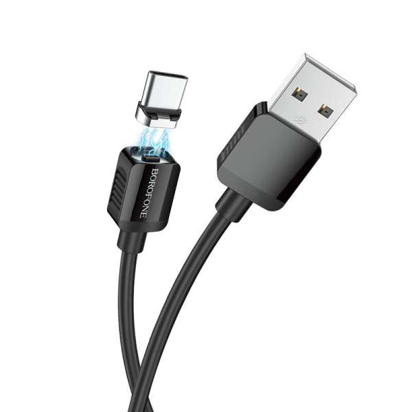 Кабель iPhone 5 Borofone BX57 Effective длина 1м, ток до 2,4А, магнитный, только зарядка, коробка, ч