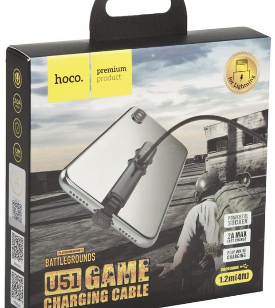 USB кабель HOCO U51 Fun Tour Lightning 8-pin, 1.2м, TPE (черный)