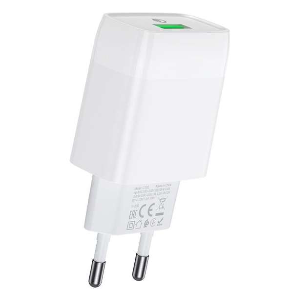 СЗУ HOCO C72Q Glorious 1хUSB, 3А, QC3.0, блистер, белый