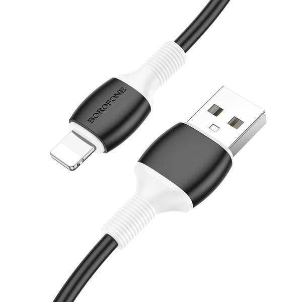 Кабель iPhone 5 Borofone BX84 Rise длина 1м, ток до 2,4А, коробка, черный