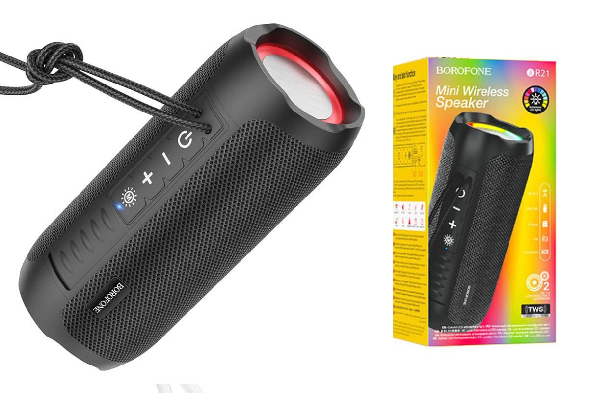 Акустическая система mini MP3 Borofone BR21 10Вт Bluetooth 5.1, MP3, microSD, USB, AUX, TWS черный