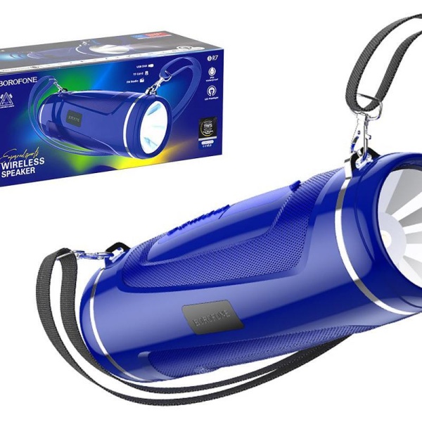 Акустическая система mini MP3 Borofone BR7 Empyreal 5Вт Bluetooth 5.0, MP3, microSD, USB, синий
