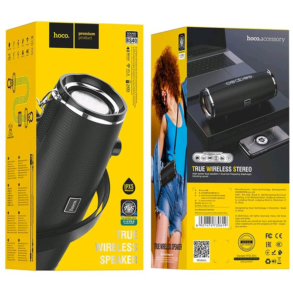 Акустическая система mini MP3 HOCO BS40 Desire song 14Вт Bluetooth 5.0, MP3, microSD, USB, черный