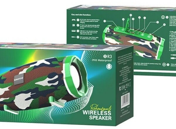 Акустическая система mini MP3 Borofone BR3 Rich sound 5Вт Bluetooth 5.0, MP3, microSD, USB, камуфляж
