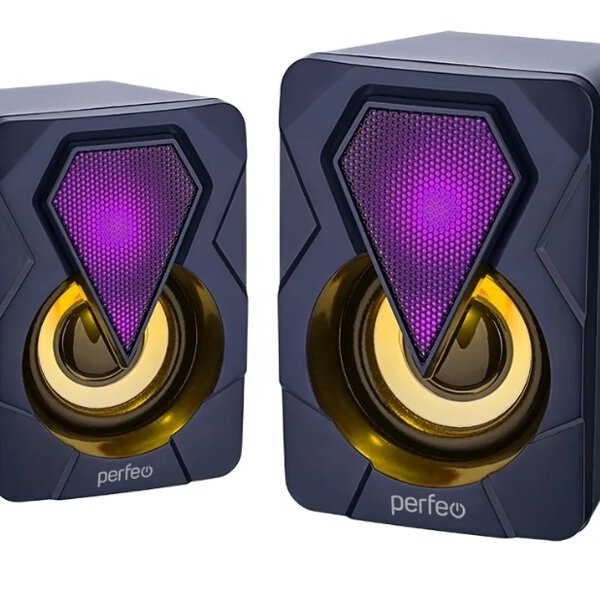 Акустические системы 2.0 Perfeo PF-A4438 "SHINE" 2х3Вт корпус пластик, регулировка громкости, питани