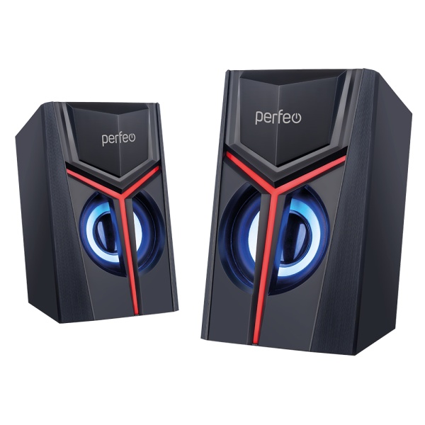 Акустические системы 2.0 Perfeo PF-B3374 "TRIAL" 2х3Вт корпус пластик, питание от USB, RGB подсветка