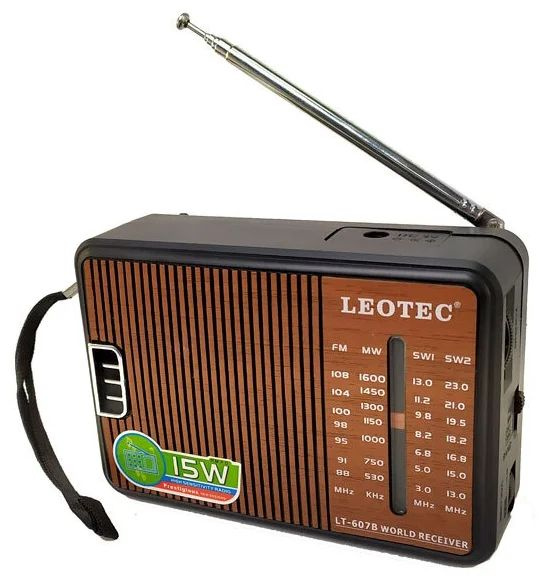Приемник Leotec LT-607B питание: 3V (шнур в комплект не входит) / 2*R20 (в комплект не входят), разм