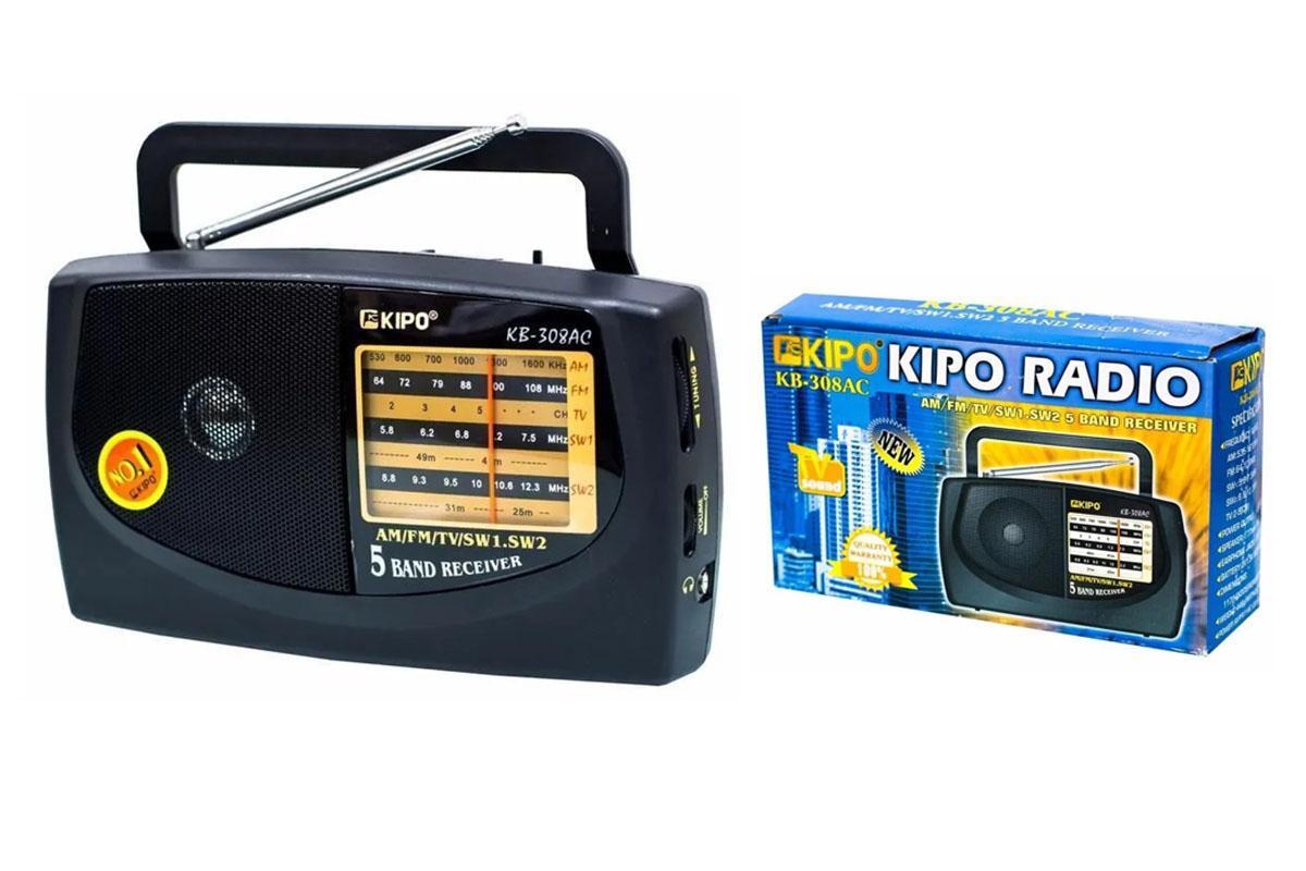 Приемник KIPO KB-308AC сетевой, AUX, питание: 3B (2хR14)