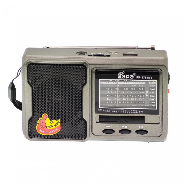 Приемник Fepe FP-1781BT аккумуляторный, AUX/USB/microSD до 32Гб, питание: от аккумулятора 18650(1200