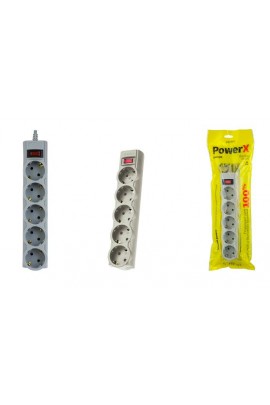 Сетевой фильтр Perfeo PF-A4717 5 розеток 3 м. "POWERX" серый, 10A, с заземлением, пакет