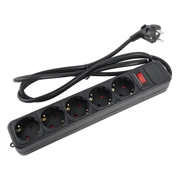 Сетевой фильтр Perfeo PF-3974 5 розеток 1 м. "Power HUB", черный, 10A, с заземлением, предохранителе