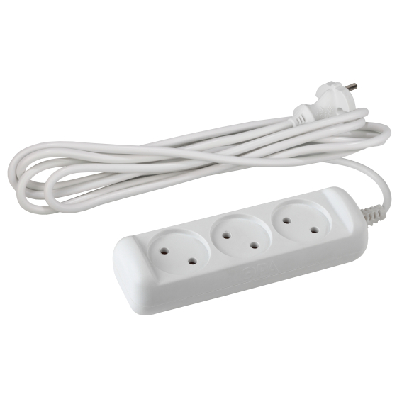 Сетевой удлинитель Эра 3 роз. 5 м. UX-3-5m 6 А, 1300 Вт ПВС 2х0.75 мм2 без зазeмления