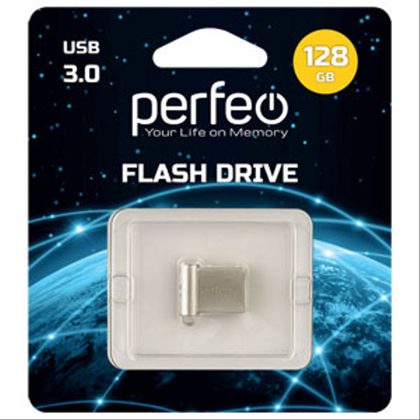 Флэш диск 128 GB USB 3.0 Perfeo M06 Silver metal series +OTG reader