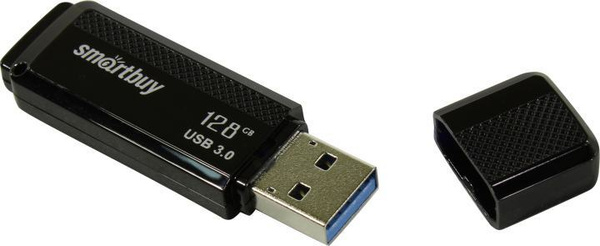 Флэш диск 128 GB USB 3.0 SmartBuy Dock Black с колпачком